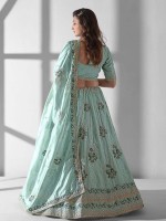 Sky Blue Pure Organza Lehenga Choli